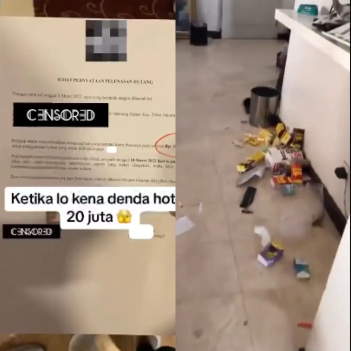 Kapok! Viral Tamu Kena Denda Rp20 Juta Gegara Bikin Kamar Hotel Penuh Sampah (Sumber : Twitter/@kegblgnunfaedah)