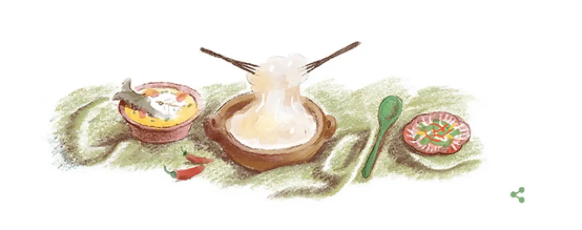 Papeda, kuliner khas Maluku hari ini ada di Google Doodle (Sumber : Tangkapan layar Google)