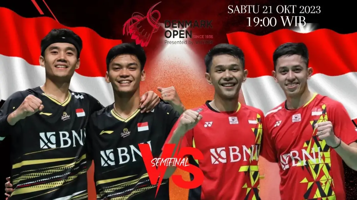 Semifinal Denmark Open 2023, tersisa 2 wakil Indonesia dari ganda putra, Fajar/Rian dan Fikri/Bagas, yang akan bertanding di laga derbi, Sabtu 21 Oktober 2023. (Sumber : Live Badminton)