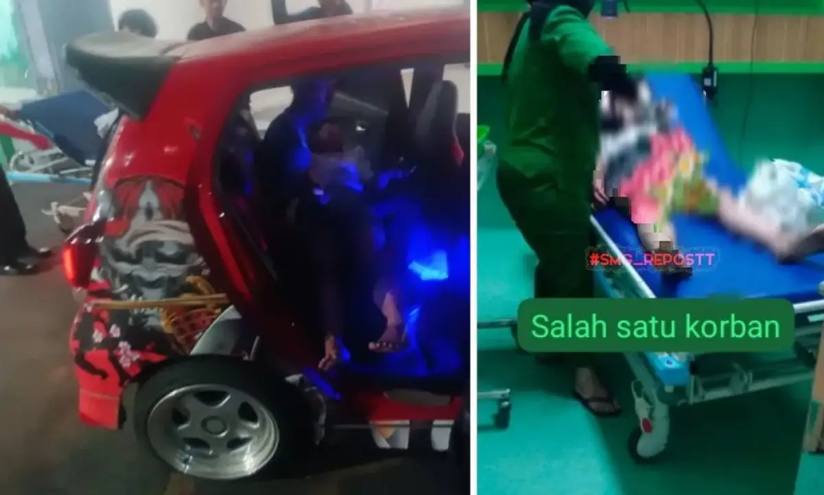 Terjadi kecelakaan tunggal di Jalan Perintis Kemerdekaan Kota Semarang, tumpahan solar yang berceceran di jalan menyebabkan 2 orang jatuh dan terluka, Jumat 20 Oktober 2023. (Sumber : Instagram @smg_repostt)