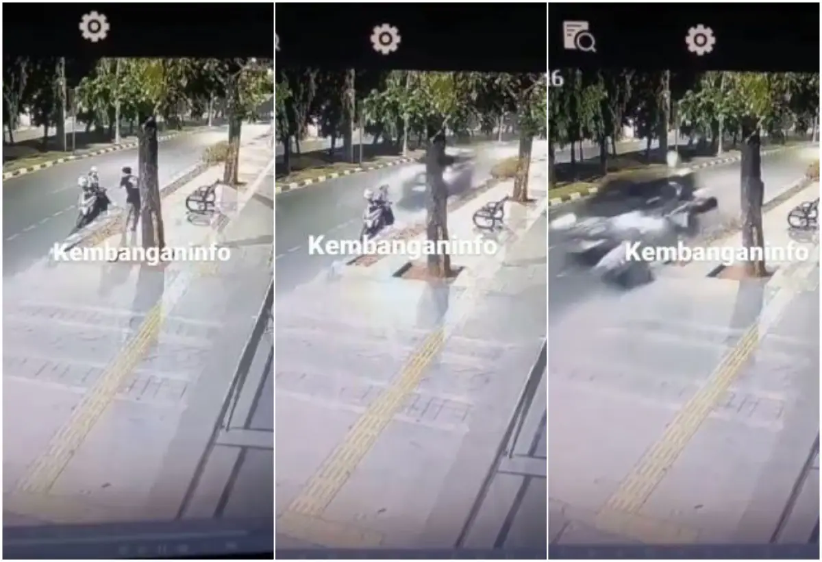 Seorang wanita terpental beberapa meter usai ditabrak mobil dengan kecepatan tinggi di Kembangan, Jakarta Barat (Sumber : x.com/kegblgnunfaedh)