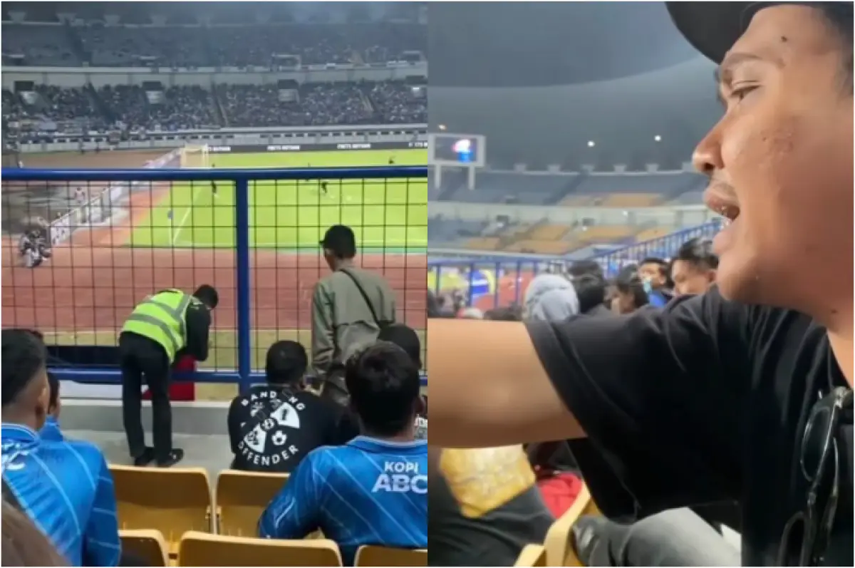 Heboh pendukung persib diamankan lantaran protes saat bendera Palestina diturunkan (Sumber : instagram @terang_media)