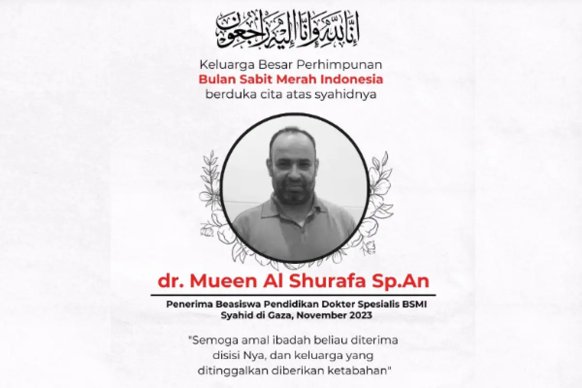 dr. Mueen Al Shurafa Sp An lulusan UNS Surakarta meninggal akibat serangan militer Israel. (Sumber : BSMI)