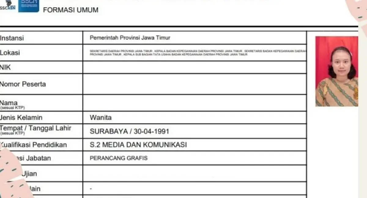 Ilustrasi kartu peserta ujian SKD CPNS 2023 dan Seleksi Kompetensi PPPK 2023. (Sumber : BKD Jatim)