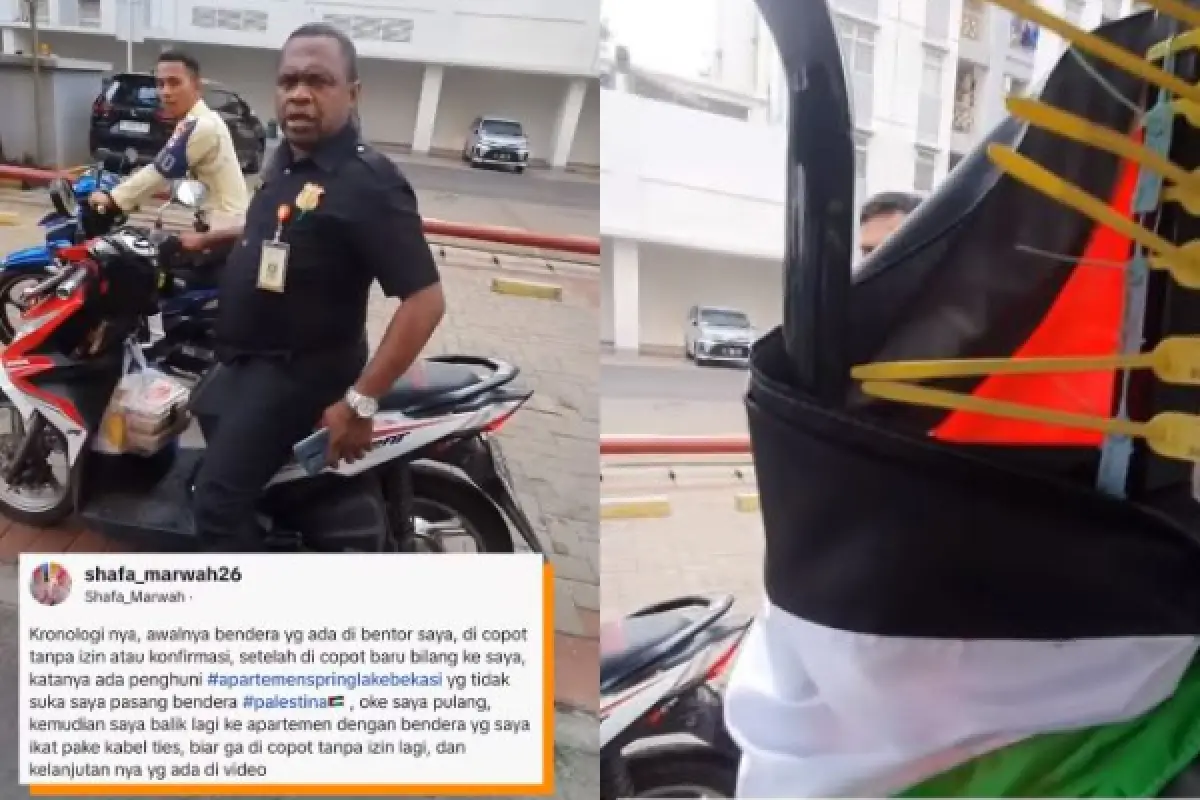 Kurir Pasang Bendera Palestina Kena Amuk Satpam Apartemen (Sumber : instagram.com/folkshitt)