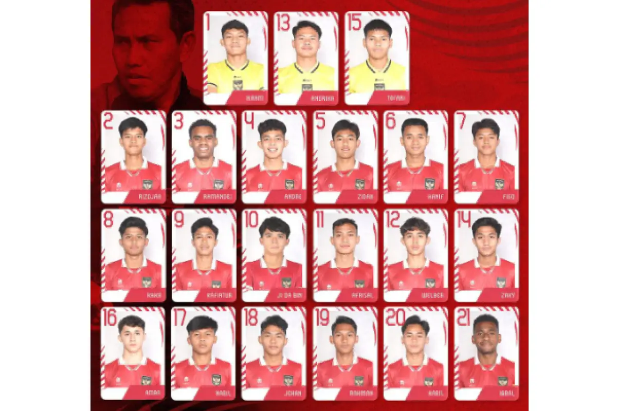 Daftar pemain dan nomor punggung dikenakan Garuda Muda di Piala Dunia U-17 2023. (Sumber : Instagram/timnas.indonesia)