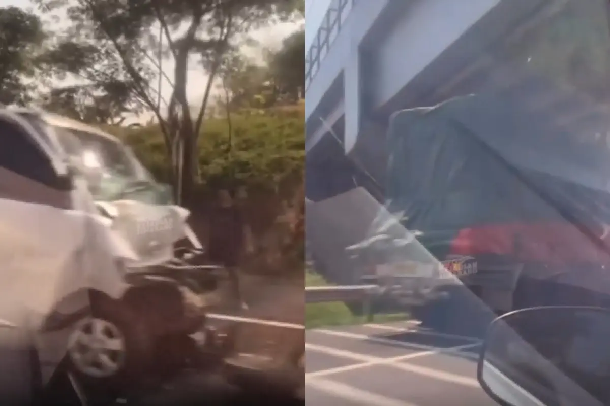 Kecelakaan di tol Ungaran, Semarang (Sumber : Instagram/@infokejadian_semarang)