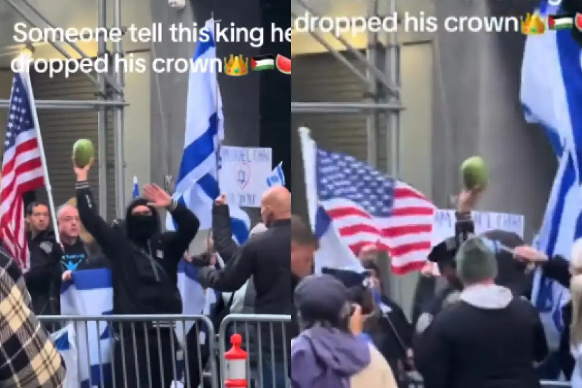 Padahal Cuma Angkat Buah Semangka, Pria Ini Bikin Demonstran Israel dan Polisi Panik (Sumber : Twitter/tanyarlfess)