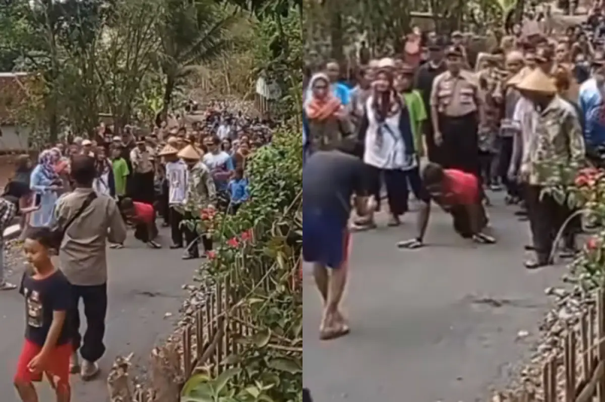 pria di Gunungkidul berjalan merangkak penuhi nazar 9 tahun lalu jika jalan diaspal (Sumber : instagram @txtdrjawa)