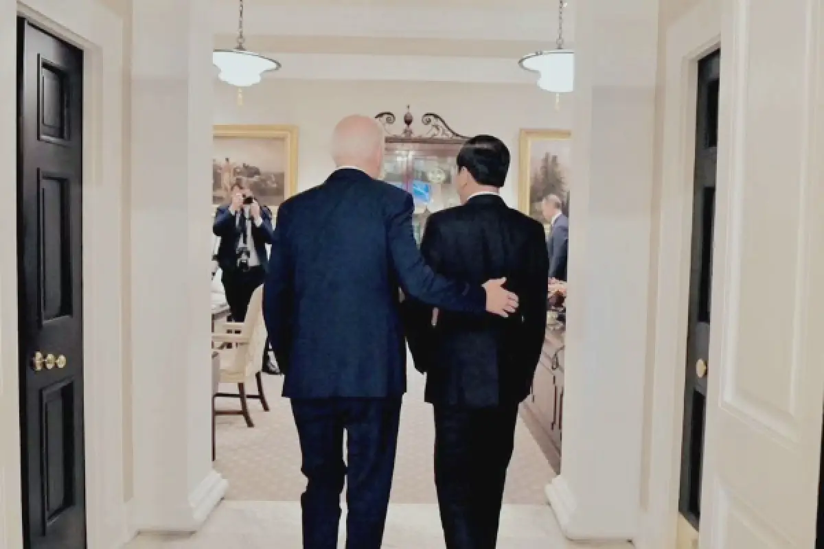 Presiden Jokowi dan Joe Biden bertemu di Gedung Putih, Washington DC membahas gencatan senjata di Gaza dan kemtiraan strategis Indonesia - Amerika Serikat. (Sumber : Instagram/jokowi)