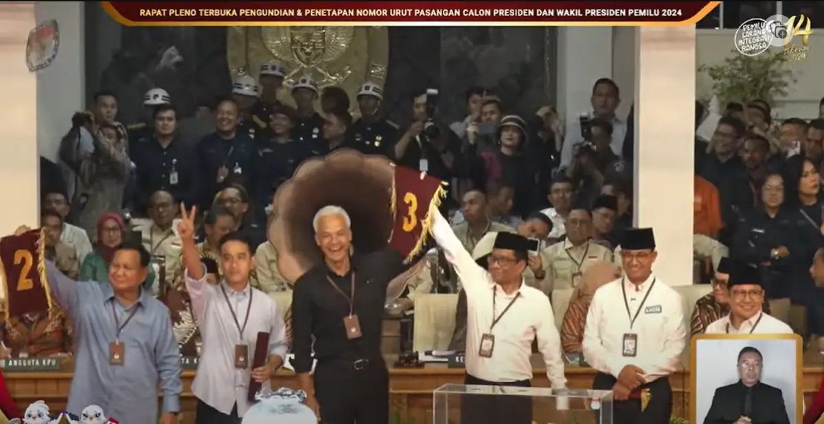 Resmi! Ini nomor urut pasangan capres dan cawapres Pemilu 2024. (KPU)