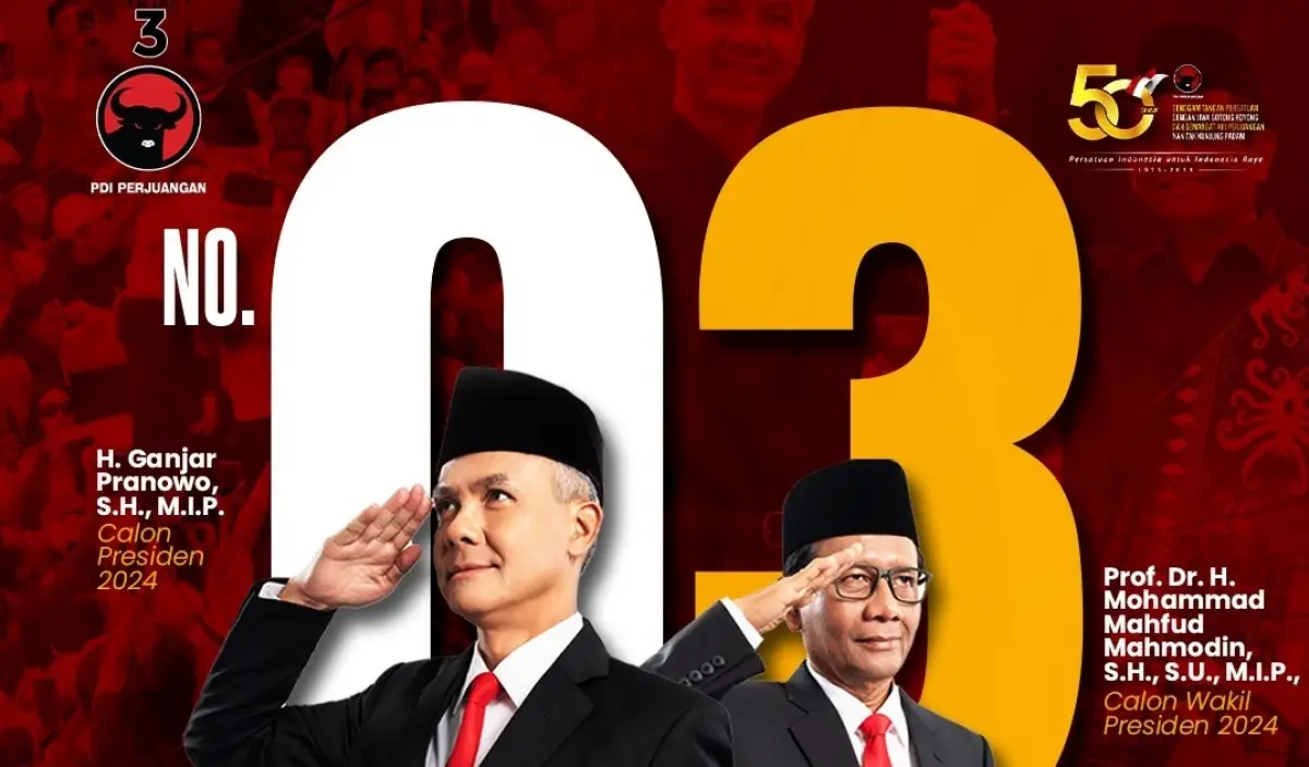 Ganjar Pranowo-Mahfud MD gaungkan Metal = Menang Total setelah dapat nomor urut ketiga di Pilpres 2024. (Sumber : PDI Perjuangan)