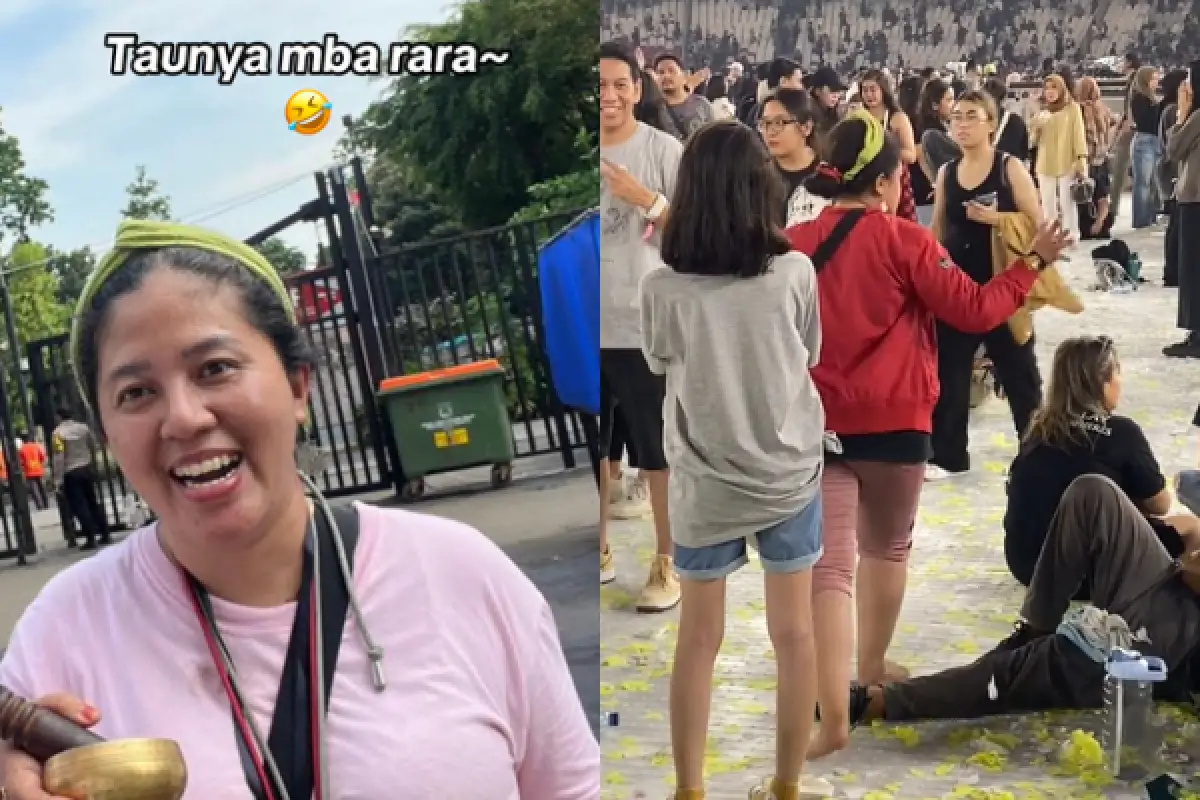 Detik-detik Mbak Rara Pawang Hujan Nyeker Beraksi di Venue Coldplay, Jakarta Langsung Cerah! (Sumber : TikTok/@ceuria dan @fullstckdevelopr)