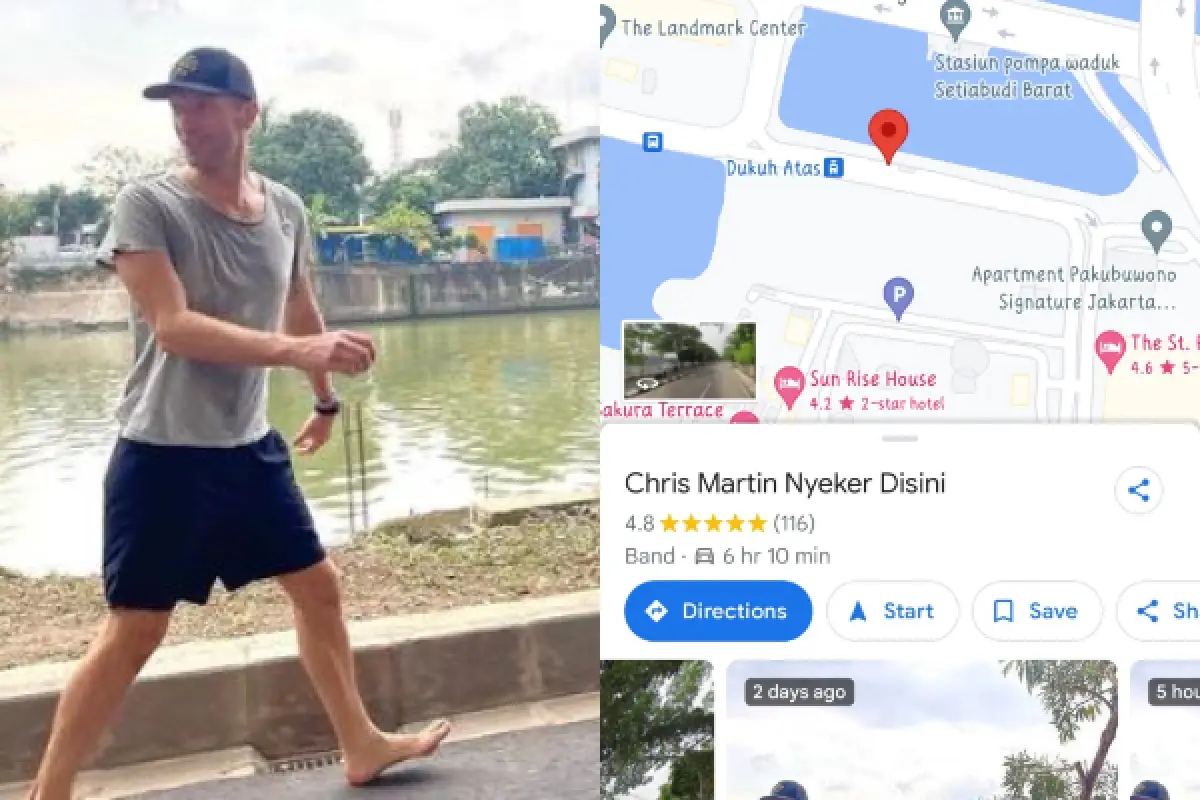 Lokasi Chris Martin Nyeker di Jakarta Kini Ditandai Di Google Maps (Sumber : instagram @Coldplay & Infosemarang.com)
