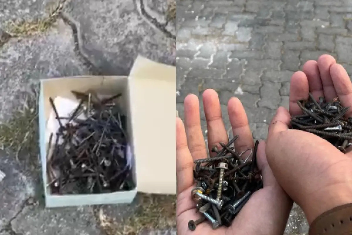 Bak Ranjau! Jumlah Temuan Paku di Parkiran Kota Lama Semarang Bikin Resah, Sengaja Atau Memang Sisa Bongkaran Event? (Sumber : Instagram/@infokejadian_semarang)