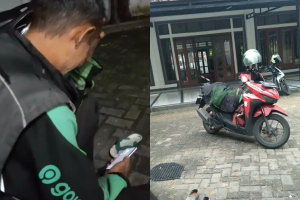 Tangis Pilu Driver Ojol, Motornya Hilang saat Ditinggal Salat Isya Berjamaah di Masjid (Sumber : TikTok/@kang.rt.gojek)