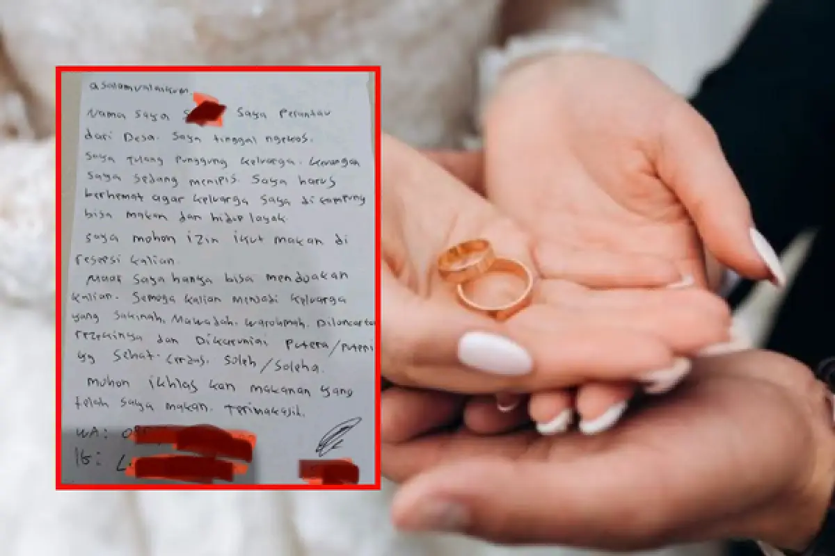 Pasangan Pengantin Terima Amplop Isi Surat Untuk Izin Makan di Acara Pernikahannya (Sumber : x.com/@jogmfs)