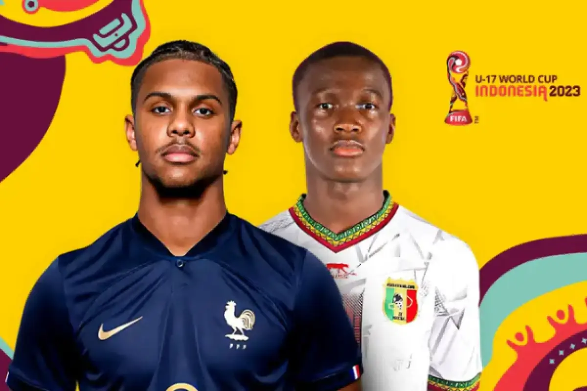 Pertarungan sengit antara Timnas Prancis U-17 dan Timnas Mali U-17 dalam babak semifinal Piala Dunia U-17 2023. (Sumber : vidio.com)