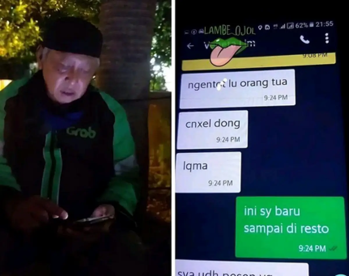 TEGA! Kakek Driver Ojol Dapat Chat Kasar dari Customer Cuma Gegara Masalah Sepele (Sumber : Twitter/@tanyakanrl)