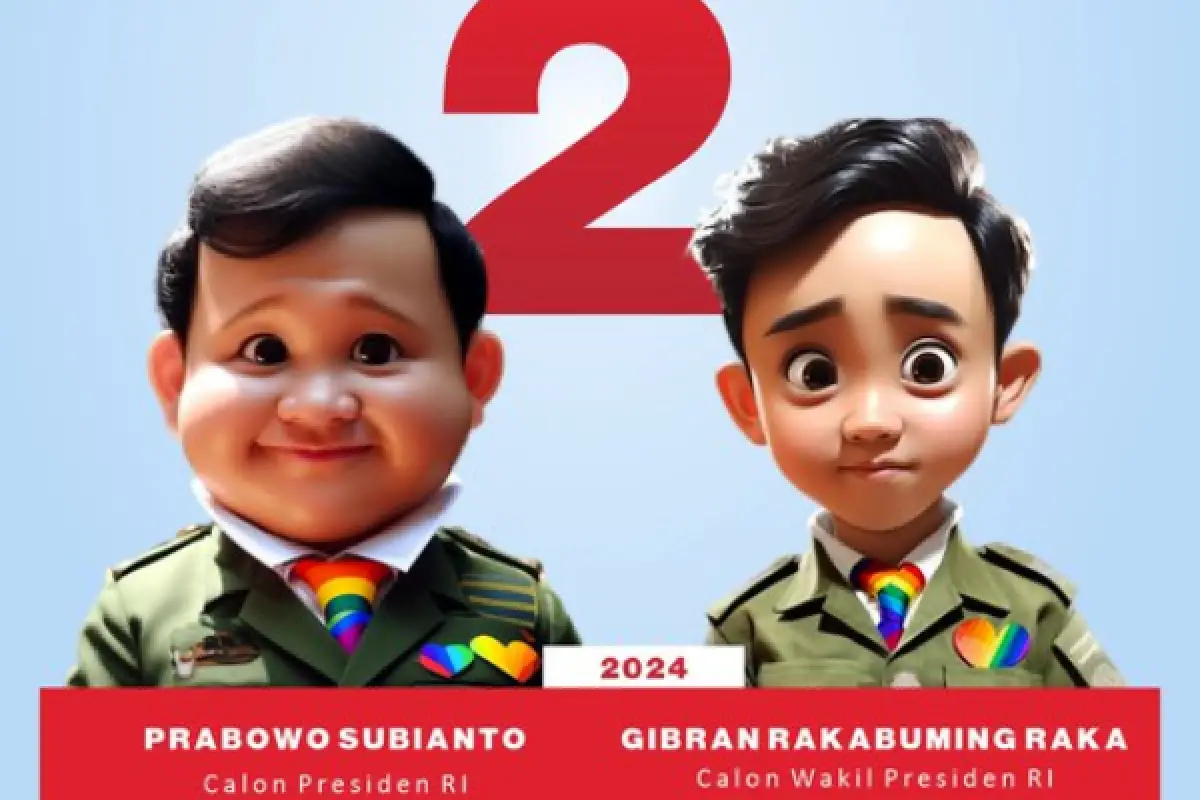 Heboh Simbol Pelangi di Materi Kampanye Prabowo-Gibran, Cek Faktanya (Sumber : x.com/@ferizandra)