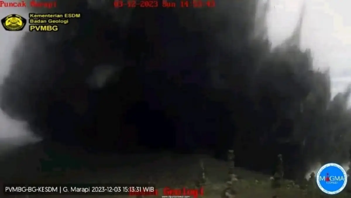 Gunung Marapi Erupsi pada Minggu, 3 Desember 2023. Puluhan pendaki terjebak di sana. (Sumber : Kementerian ESDM)