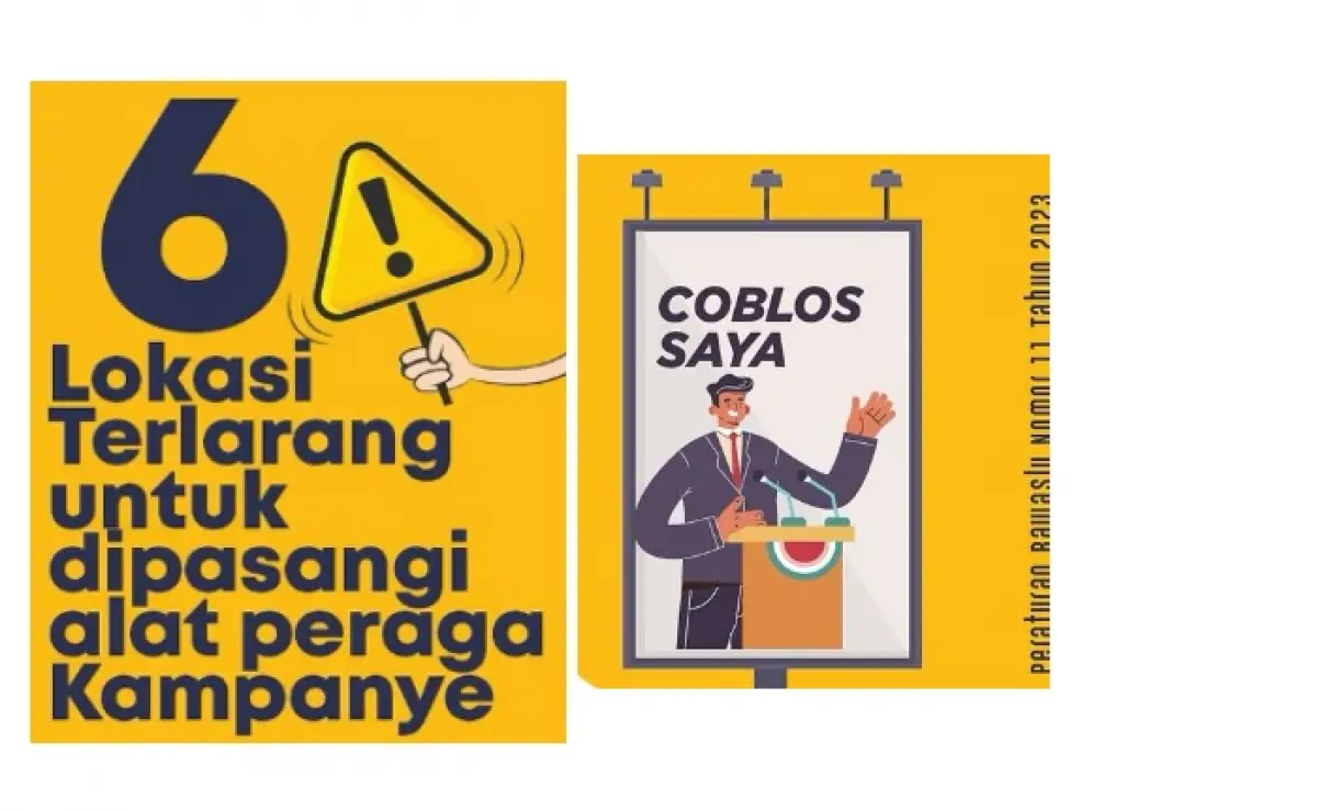 Simak 6 lokasi terlarang untuk dipasangi alat peraga kampanye (APK), segera lapor Bawaslu jika menemukan. (Sumber : Pemkot Semarang)