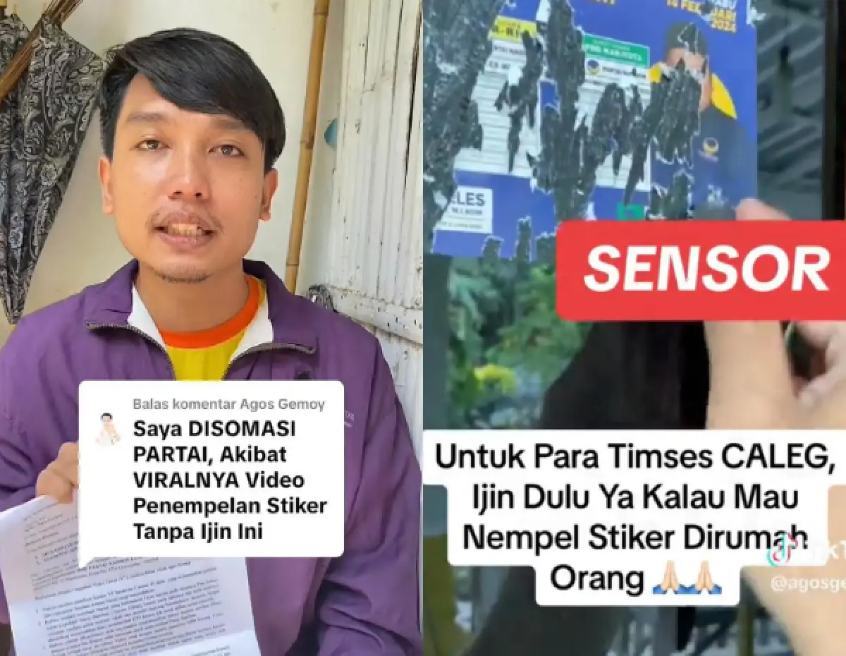 Agos Gemoy disomasi usai kritik Timses Caleg tempel stiker sembarangan (Sumber : TikTok @agosgemoy)