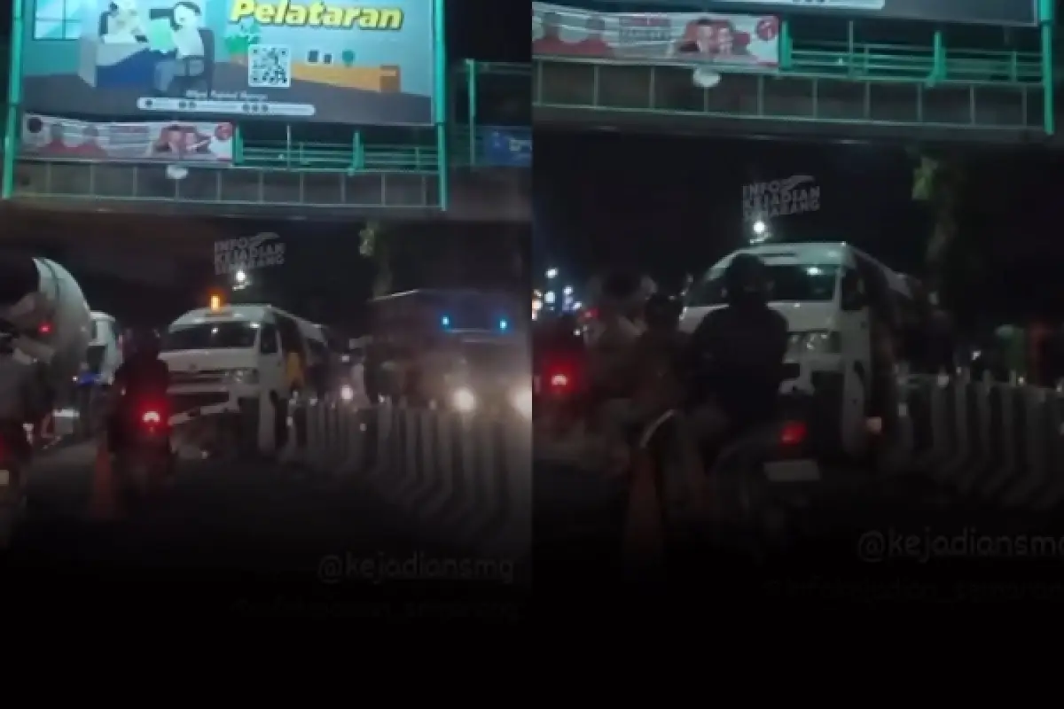 Lagi! Terjadi Kecelakaan Mobil Nyungsep Naik ke Pembatas Jalan di Semarang, Publik Malah Singgung Dana Vario (Sumber : Instagram/@infokejadian_semarang)