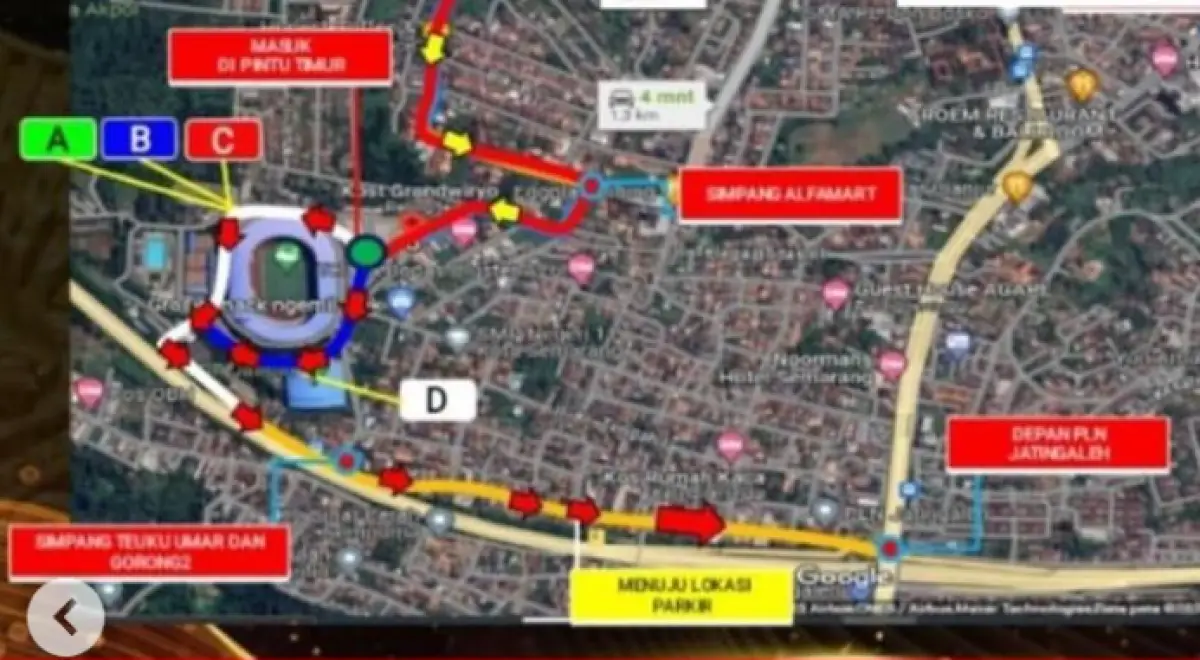 Info rekaya lalu lintas: Jangan sampai terjebak macet di kawasan Stadion GOR Jatidiri karena adanya HUT PSI pada Sabtu 9 Desember 2023 sore ini, hindari kawasan Jatingaleh dan Karangrejo. (Sumber : Instagram @kejadiansmg)
