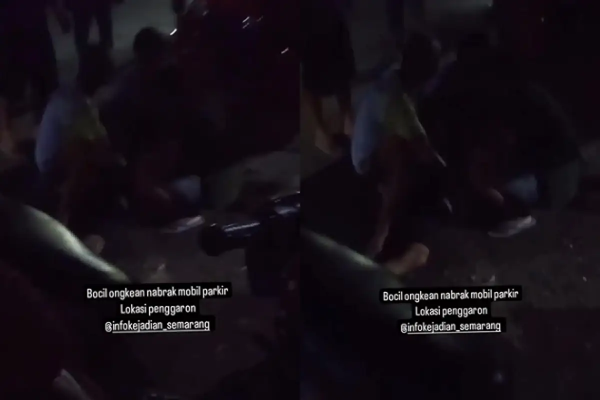 Detik-detik Bocil Naik Motor di Semarang Tabrak Mobil Parkir, Tubuh Sampai Terpental ke Pinggir Jalan (Sumber : Instagram/@infokejadian_semarang)