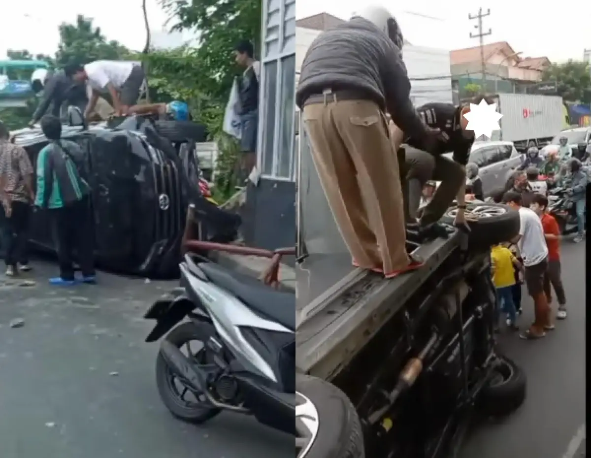 kecelakaan tunggal di Jalan Majapahit (Sumber : instagram @infokejadiansemarang.new)