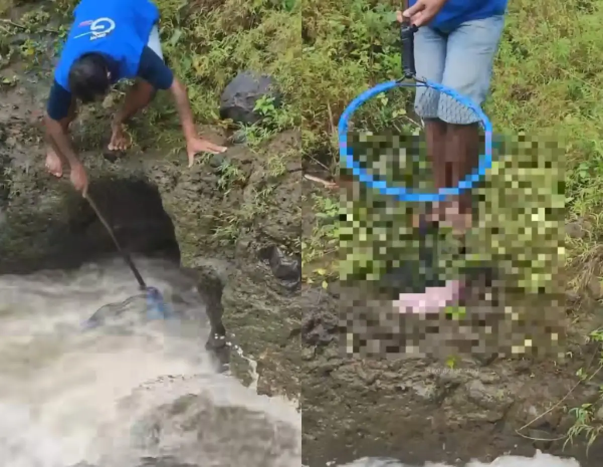 pemancing temukan jenazah bayi di Sungai Pasinan (Sumber : instagram @infokejadian_semarang)