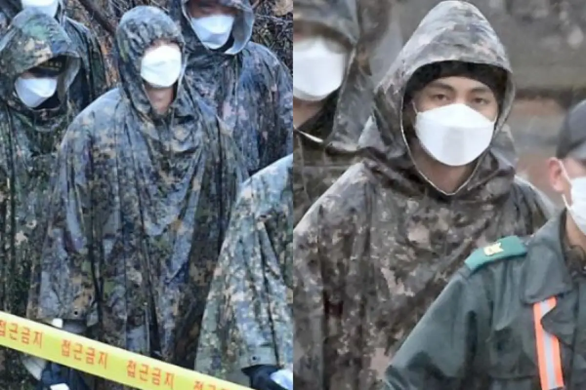 Potret Perdana V dan RM BTS Saat Resmi Masuk Wamil Beredar di Media Sosial (Sumber : Dispatch)