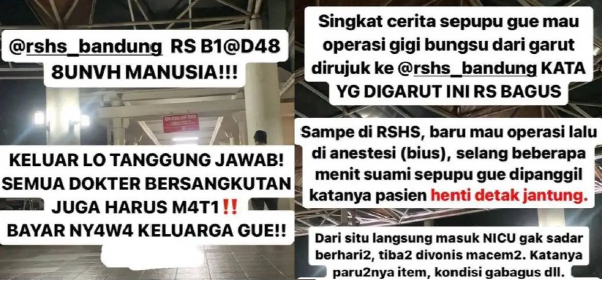 Viral kasus dugaan malpraktik RSHS Bandung, pasien asal Garut tewas setelah lakukan operasi gigi bungsu. (Sumber : TikTok @glxy_bintang)