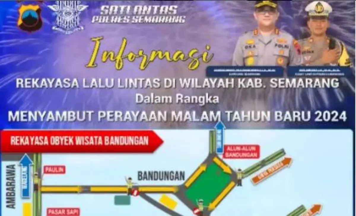 Rekayasa Lalu Lintas Tahun Baru 2023 di Ambarawa: Kendaraan Arah Bandungan Wajib Lewat Simpang Pauline (Sumber : instagram.com/ambarawa_terkini)