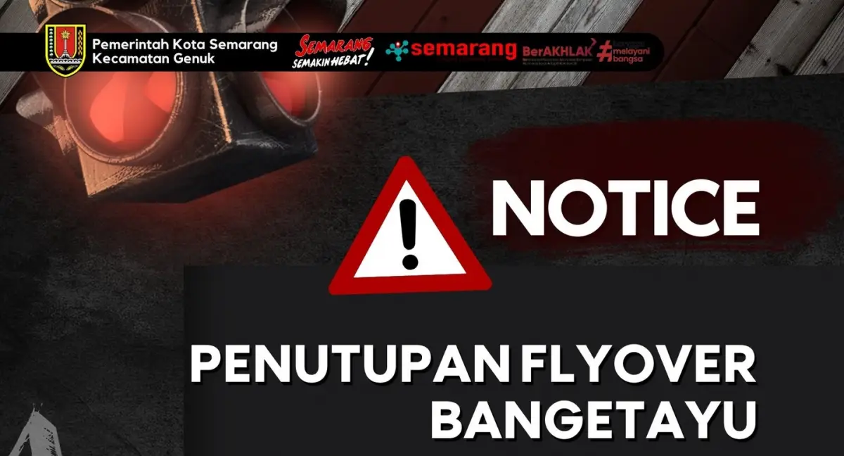 Imbauan kepada warga untuk tidak melintas Flyover Bangetayu Genuk pada malam Tahun Baru, Minggu 31 Desember 2023 malam. (Sumber : Instagram @kecamatangenuk.smg - InfoSemarang.com)