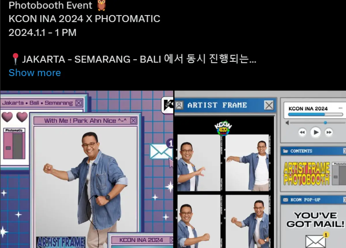 Setelah video siaran langsung diedit dengan template live ala idol K-Pop, kini Anies Baswedan juga memiliki nama Korea, Park Ahn Nice. (Sumber : X @HyoJinho - InfoSemarang.com)