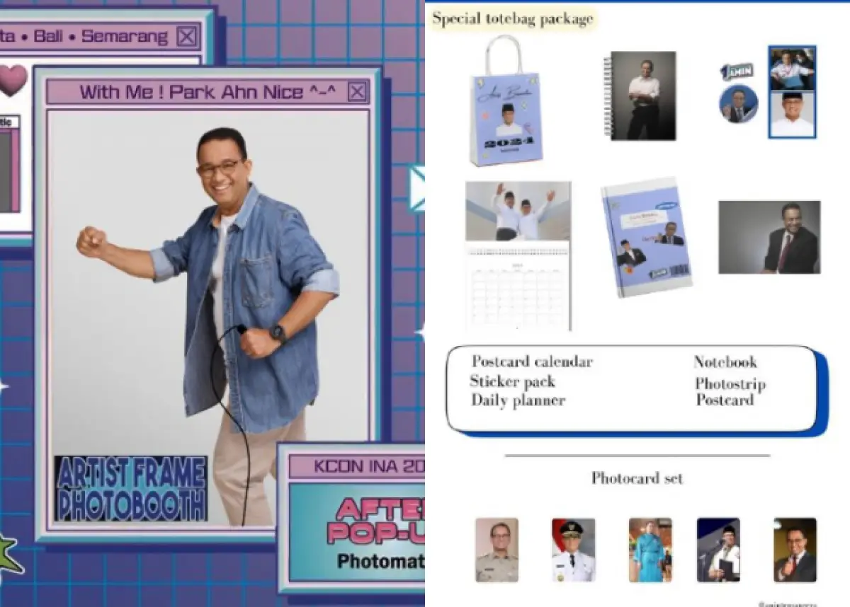 kreatifitas fans Kpop mengemas foto Anies Baswedan layaknya Kpop Idol (Sumber : akun X hyojinho)