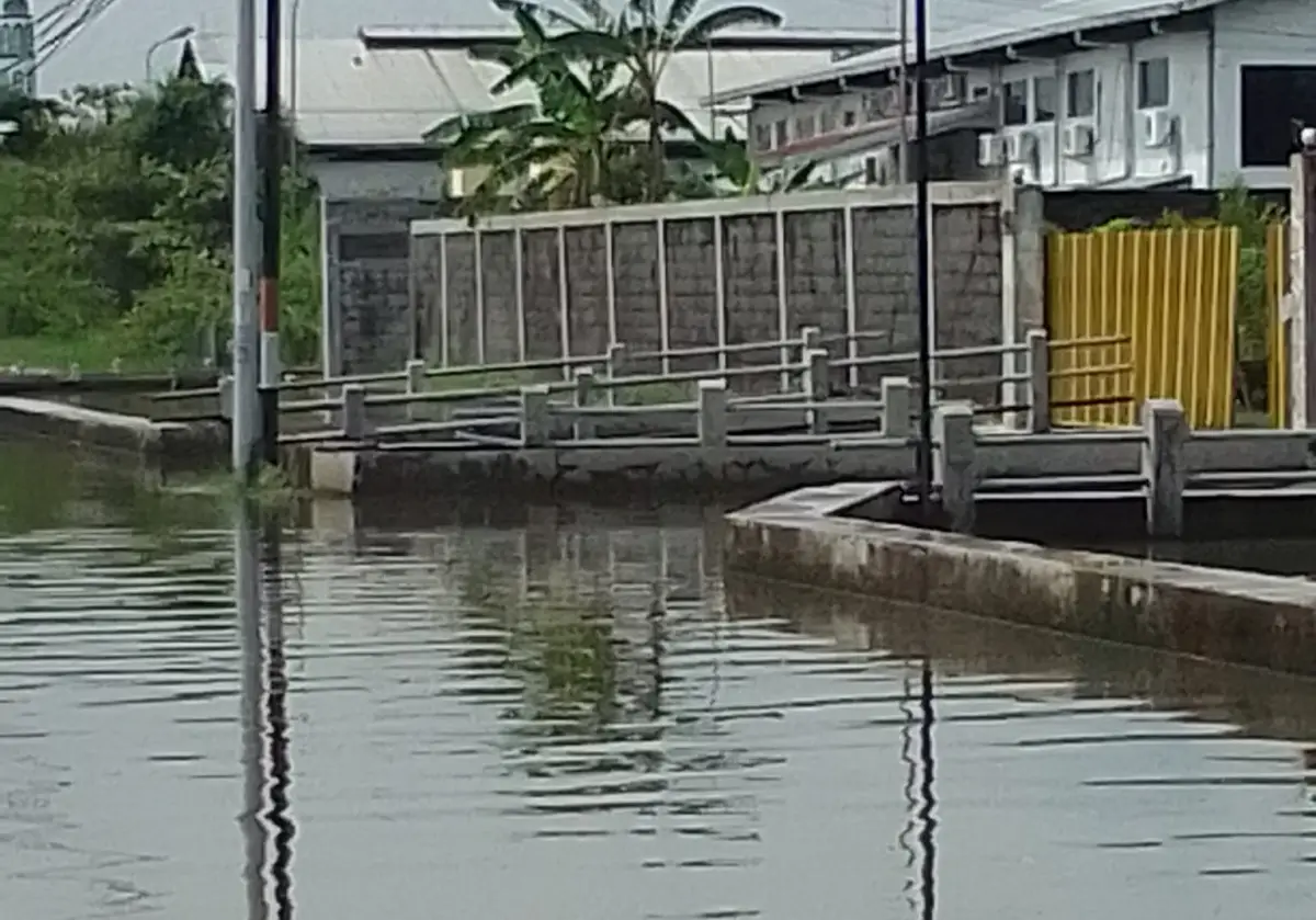 Warga Tlogosari selalu menjadi langganan banjir saat musim hujan datang, tepatnya di Jalan Muktiharjo Raya, yang tergenang cukup marah imbas hujan beberapa jam pada Selasa 2 Januari 2024 malam. (Sumber : Facebook Tlogosari Semarang - InfoSemarang.com)