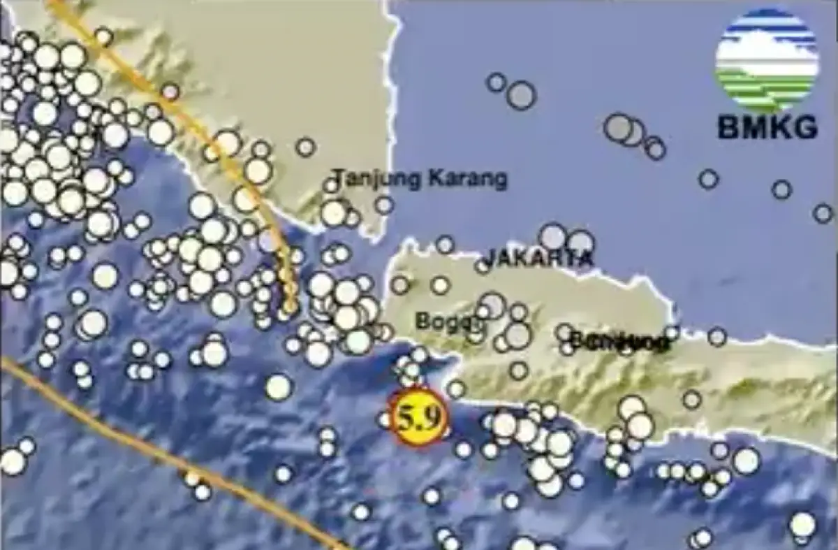 Gempa bumi kembali mengguncang Indonesia, kali ini di Bayah, Banten, dengan magnitudo 5,9 terjadi pada Rabu 3 Januari 2023 pagi sekitar pukul 07.53 WIB. (Sumber : BMKG - InfoSemarang.com)
