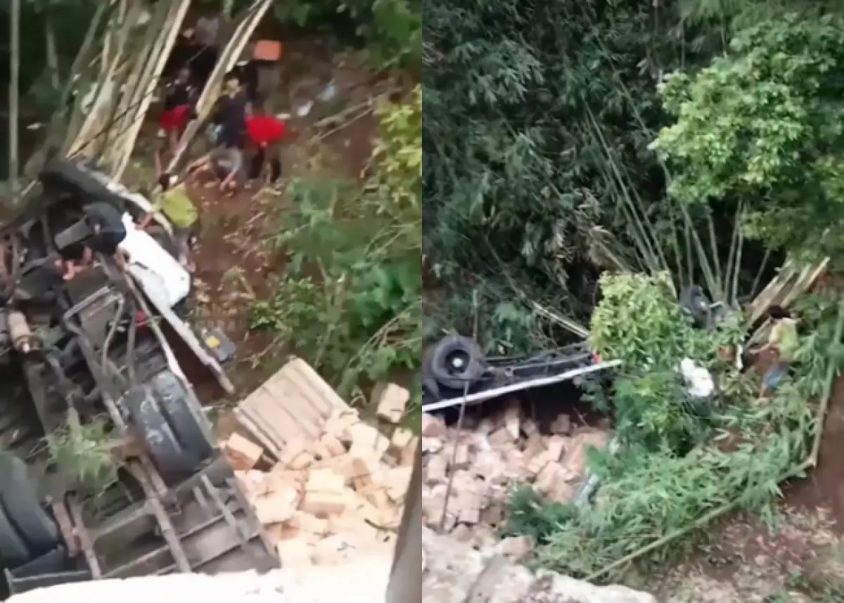 truk pengangkut logistik pemilu masuk jurang