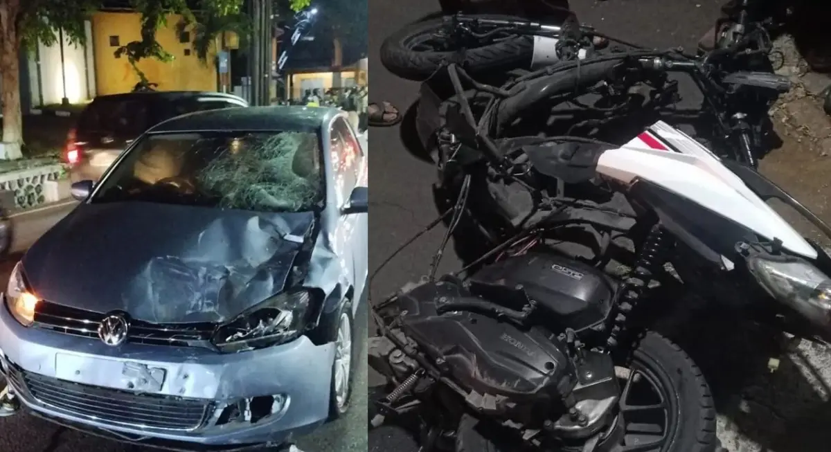 Terjadi kecelakaan maut yang menewaskan seorang pengendara ojol di Jalan Sultan Agung, Kota Semarang, tepatnya di kawasan lampu merah SMA Don Bosco, Minggu 14 Januari 2024 malam. (Sumber : Instagram @portalsemarang - InfoSemarang.com)