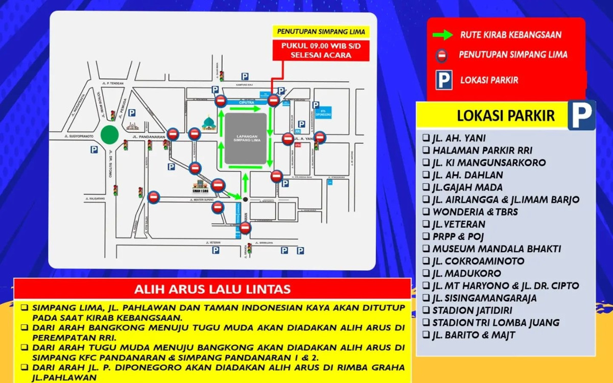 Lokasi parkir Kampanye Akbar Prabowo-Gibran di Kota Semarang, Minggu 28 Januari 2024. (Satlantas Polrestabes Semarang - InfoSemarang.com)