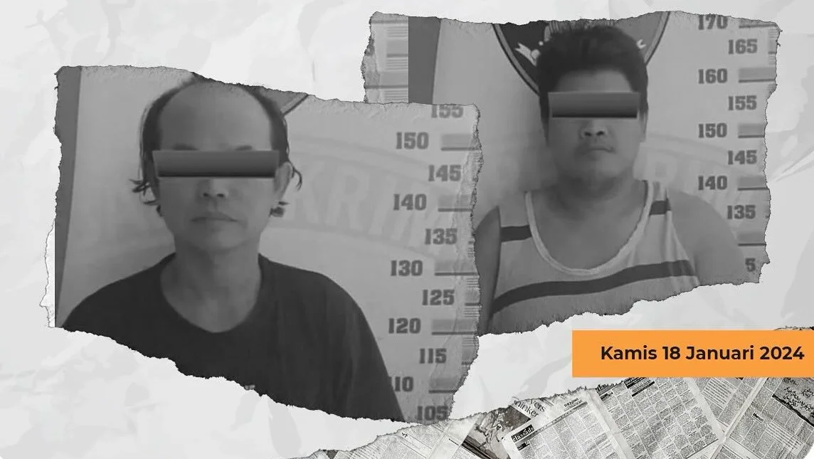 Dua pencuri besi tutup got di Tlogosari, Pedurungan, diamankan polisi, Kamis 18 Januari 2024. (Sumber: Pemkot Semarang - InfoSemarang.com)