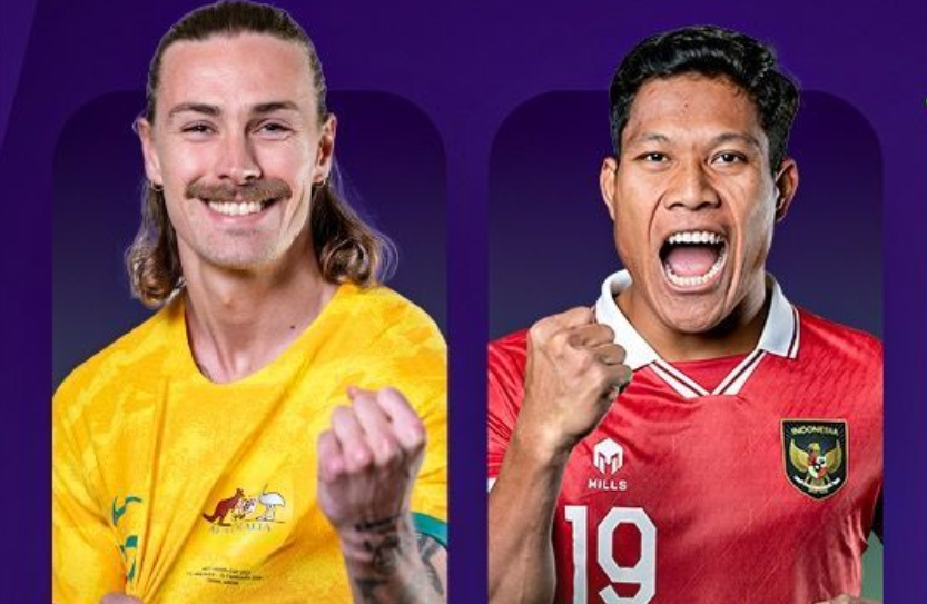 Babak 16 besar Piala Asia 2023: Australia vs Indonesia. (Sumber: @afcasiancup - InfoSemarang.com)