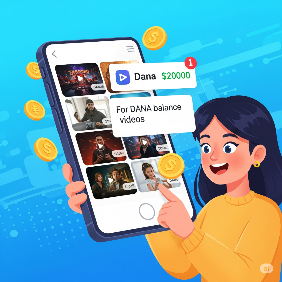 Nonton Video dibayar langsung ke rekening (Sumber: Gemini AI | Foto: illustrasi)